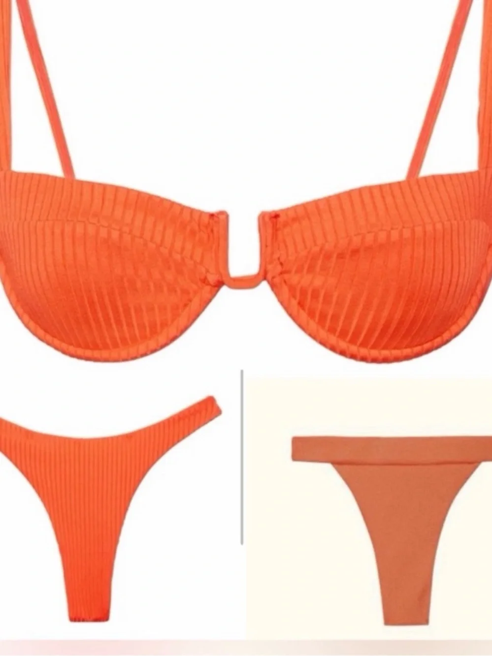 Monday Swimwear Bright Orange Ribbed Underwire Bikini